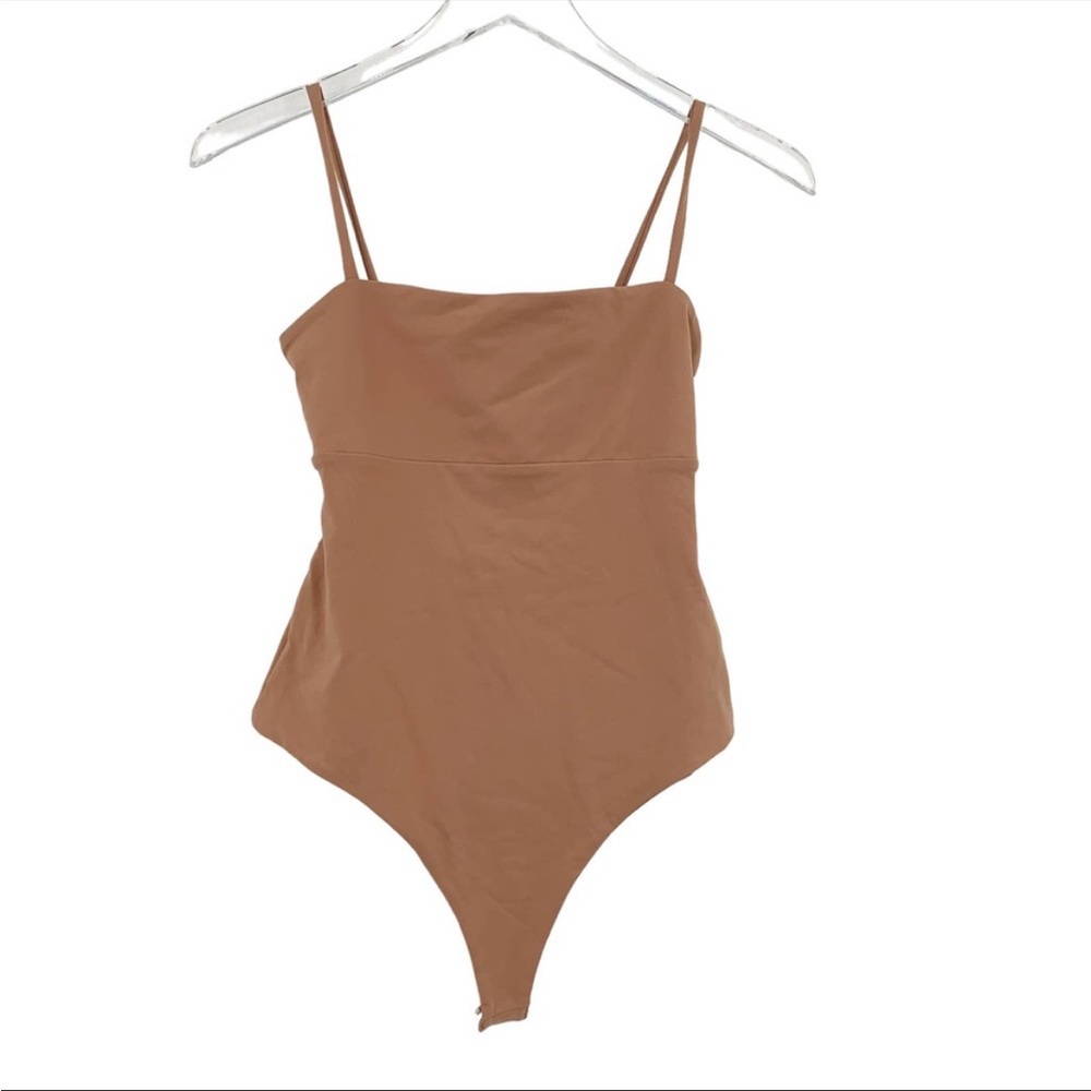 SUSANA MONACO Cut Out Back Bodysuit Size S New Malt Chocolate Brown Tan $148